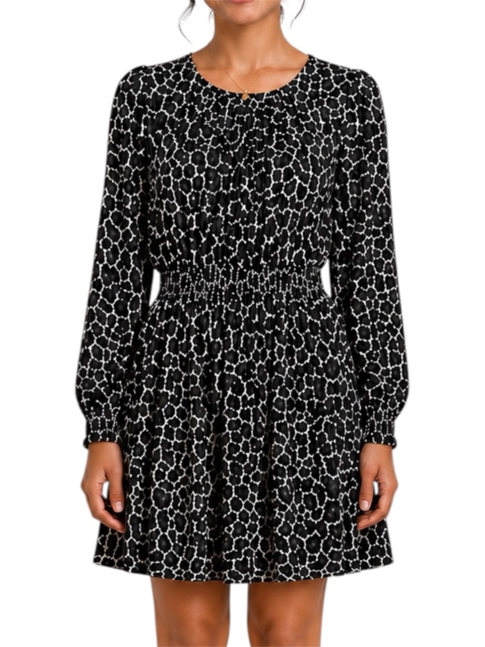 MICHAEL KORS Gray Animal Print Dress Small